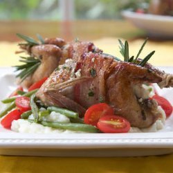 Bacon-Wrapped Quail Stuffed with Goat Cheese