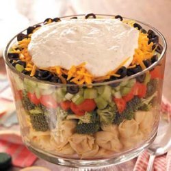 Layered Veggie Tortellini Salad