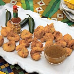 Coconut Shrimp Beignets with Pepper Jelly Sauce