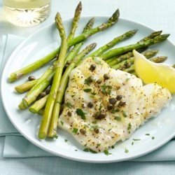 Baked Cod Piccata with Asparagus