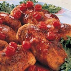 Chicken Roll-Ups with Cherry Sauce