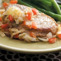 Pork Chops with Cabbage 'n' Tomato