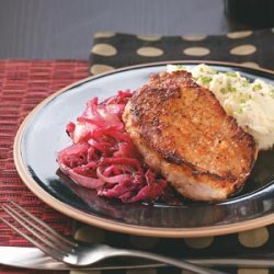 Caraway Pork Chops and Red Cabbage
