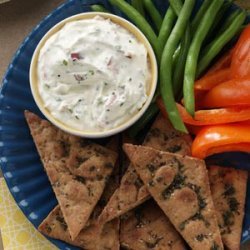 Chive Mascarpone Dip with Herbed Pita Chips