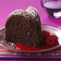 Triple-Chocolate Cake with Raspberry Sauce