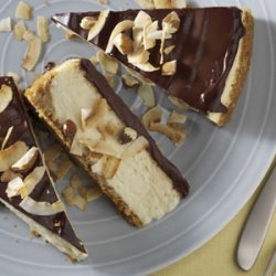 Chocolate-Glazed Coconut Almond Cheesecake