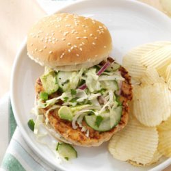 Salmon Burgers with Tangy Slaw