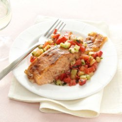 Brown-Sugar Salmon with Strawberries