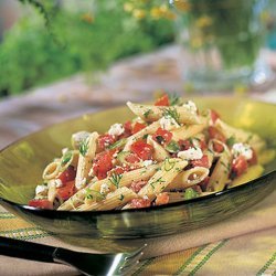 Greek-Style Penne with Fresh Tomatoes, Feta, and Dill