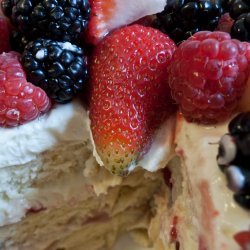 Mixed-Berry Chiffon Cake with Almond Cream Cheese Frosting