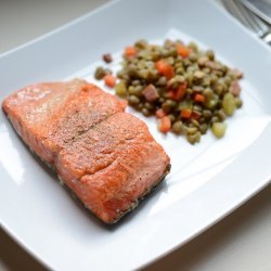 Salmon with Bacon and Lentils