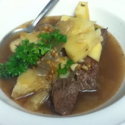 Wheat Berries with Braised Beef and Parsnips