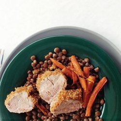 Mustard-Crusted Pork with Carrots and Lentils
