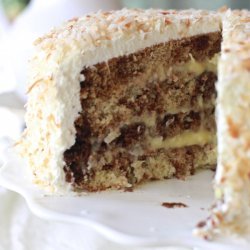 Sour Cream Layer Cake with Pecan Brittle