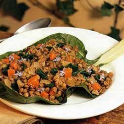 Lentils with Sausage and Swiss Chard