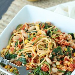 Pasta with White Beans, Pesto and Sun-Dried Tomatoes