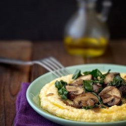 Kale and Mushrooms with Creamy Polenta