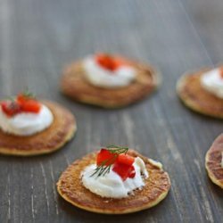 Green Onion Blinis With Red Pepper Relish and Goat Cheese