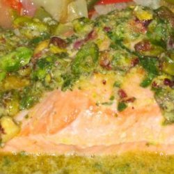 Salmon with Pistachio Basil Butter