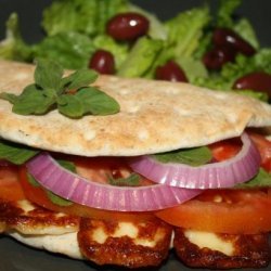 The Traditional Cyprus Sandwich With Halloumi, Onions and Tomato