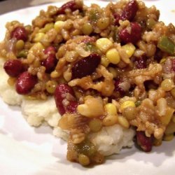 Spicy Rice, Bean and Lentil Casserole