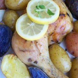 Simple Greek Lemon Chicken Thighs With Potatoes (Low Fat) for 1