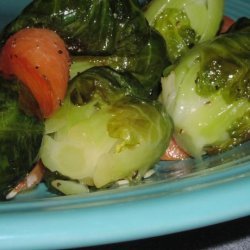 Glazed Brussels Sprouts and Carrots With Almonds